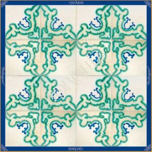 pañuelo-seda-borghia-valencia-90x90cm-azulejo-antiguo-sxvii-azul-verde-pedreguer