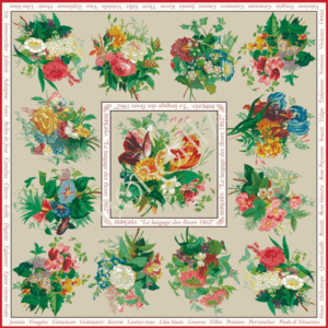 Pañuelo seda LANGAGE DES FLEURS 90x90 cm
