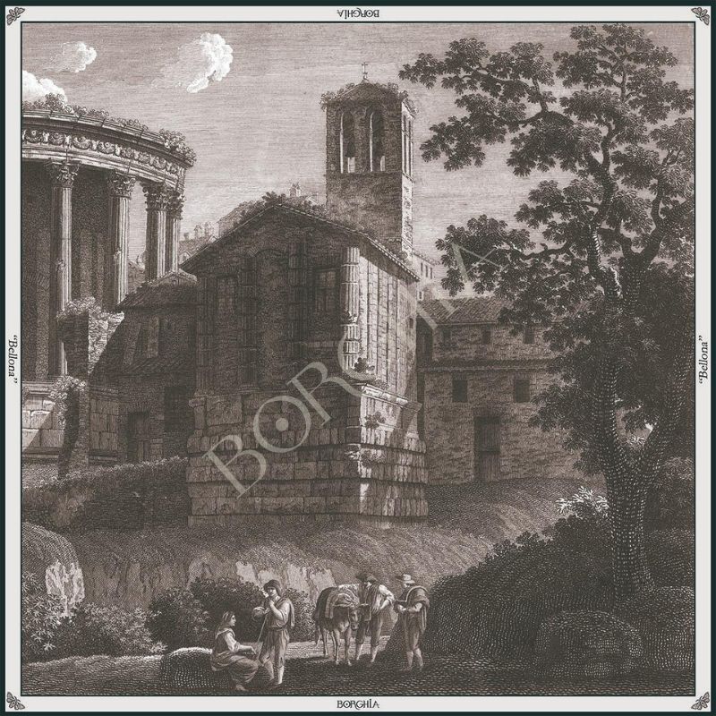 pañuelo-seda-borghia-valencia-90x90cm-artesania-mediterranea-clasicismo-romano-grabado-antiguo